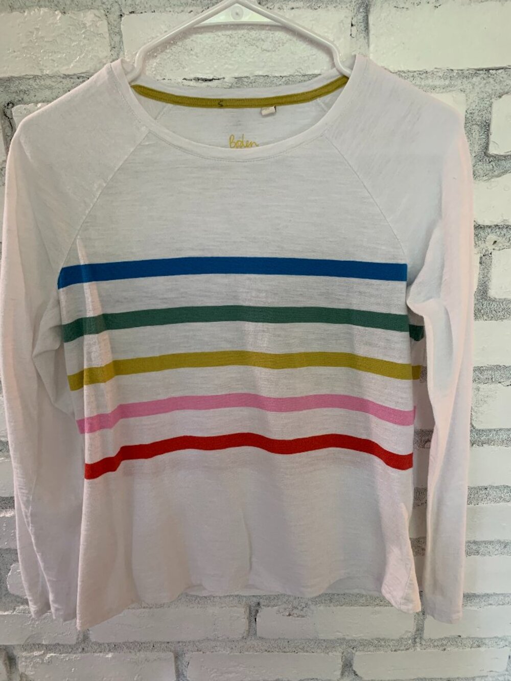 Boden Rainbow Stripe Tee